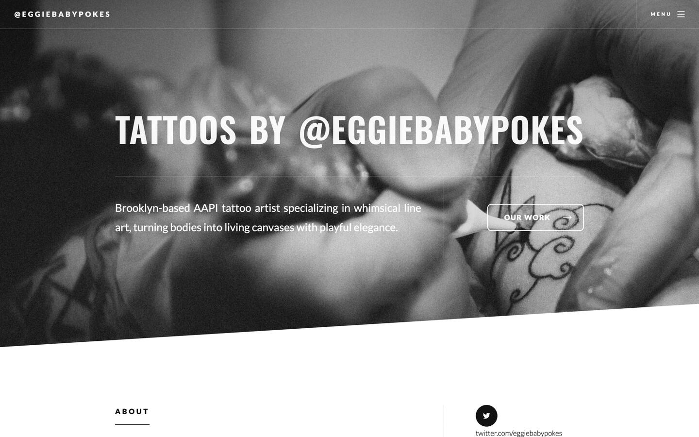 Screenshot of Tattoos by @eggiebabypokes website.